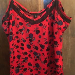 I love Ronson cami tank top sheer red floral XL